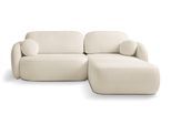 ECKSOFA AMICO R-S Creme Geflochtener Stoff mit Schlaffunktion