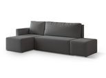ECKSOFA VELOTTI L-S Grau Boucle-Stoff mit Schlaffunktion
