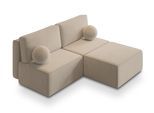 ECKSOFA VARNA M Creme Velours-Stoff mit Schlaffunktion