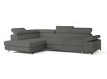 ECKSOFA FAVIEN L-S Grau Boucle-Stoff mit Schlaffunktion