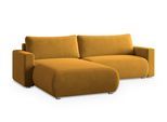 ECKSOFA TURIN M Gelb Velours-Stoff mit Schlaffunktion