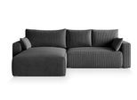 ECKSOFA FORIL P Graphitfarben Kordstoff mit Schlaffunktion