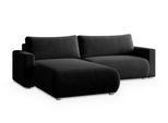 ECKSOFA TURIN M Schwarz Velours-Stoff mit Schlaffunktion