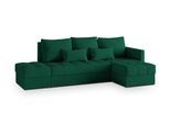 ECKSOFA LUMARI R-S Grün Plüsch-Stoff mit Schlaffunktion