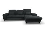 ECKSOFA LUCE R-S Anthrazit Plüsch-Stoff mit Schlaffunktion