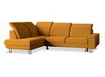 ECKSOFA LERMA L-S Gelb Velours-Stoff mit Schlaffunktion