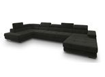 WOHNLANDSCHAFT TORIVA L-S Schwarz Velours-Stoff mit Schlaffunktion