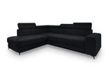 ECKSOFA ALVORO L-S Schwarz Boucle-Stoff mit Schlaffunktion