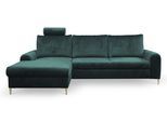 ECKSOFA VERONA L-S Grün Velours-Stoff mit Schlaffunktion