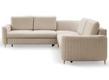 ECKSOFA VELA R-S Beige Velours-Stoff mit Schlaffunktion