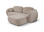 ECKSOFA AMICO R-S Beige Geflochtener Stoff mit Schlaffunktion