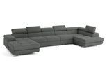 WOHNLANDSCHAFT VELORA R-S Grau Velours-Stoff mit Schlaffunktion
