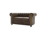 CHESTERFIELD-SOFA 2-sitzer mit Schlaffunktion Flux Dunkelbraun Microfaser Vintageoptik