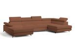 WOHNLANDSCHAFT RUBANO R-S Kupferfarben Boucle-Stoff mit Schlaffunktion
