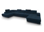 WOHNLANDSCHAFT TORIVA L-S Blau Velours-Stoff mit Schlaffunktion