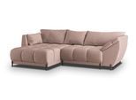 ECKSOFA VESTANO L-S Rosa Velours-Stoff mit Schlaffunktion