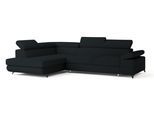 ECKSOFA FAVIEN L-S Schwarz Boucle-Stoff mit Schlaffunktion