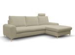 ECKSOFA VERONA R-S Beige Geflochtener Stoff mit Schlaffunktion