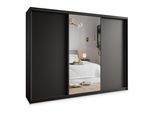 SCHWEBETÜRENSCHRANK TAVI 250/205/60 cm 3-türig mit Spiegel und Schubladen Schwarz