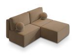 ECKSOFA VARNA M Beige Velours-Stoff mit Schlaffunktion