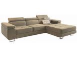 ECKSOFA ELMA R-S Creme Velours-Stoff mit Schlaffunktion