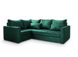 ECKSOFA LIRENO L-S Grün Plüsch-Stoff mit Schlaffunktion