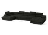 WOHNLANDSCHAFT VELORA L-S Schwarz Velours-Stoff mit Schlaffunktion