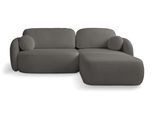 ECKSOFA AMICO R-S Grau Geflochtener Stoff mit Schlaffunktion