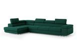 ECKSOFA VICENTE Grün Velours-Stoff mit Schlaffunktion