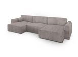 WOHNLANDSCHAFT FENTO P Beige Kordstoff mit Schlaffunktion