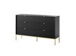 SIDEBOARD STELLARE 154/91/39 cm mit 6 Schubladen Schwarz