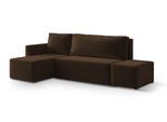 ECKSOFA VELOTTI L-S Braun Plüsch-Stoff mit Schlaffunktion