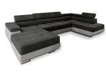 WOHNLANDSCHAFT CASONE R-S Schwarz Velours-Stoff mit Schlaffunktion