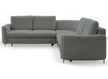 ECKSOFA VELA R-S Grau Velours-Stoff mit Schlaffunktion