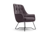 SESSEL SEDUTA, Modern Polstersessel Loungesessel, Velours-Stoff Grau