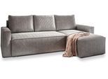 ECKSOFA POTARO Hellgrau Kordstoff mit Schlaffunktion