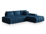 ECKSOFA ALESE R-S Blau Velours-Stoff mit Schlaffunktion