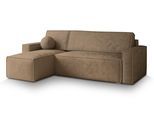 ECKSOFA RAVELO M Beige Velours-Stoff mit Schlaffunktion