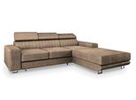 ECKSOFA NOTO R-S Beige Velours-Stoff mit Schlaffunktion