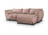 ECKSOFA VESTANO R-S Rosa Velours-Stoff mit Schlaffunktion