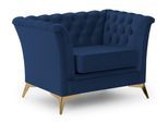 CHESTERFIELD-SESSEL Whitby Marineblau Samt mit goldenen Füßen