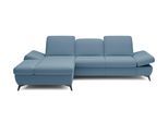 ECKSOFA FELICE L-S Blau Geflochtener Stoff mit Schlaffunktion