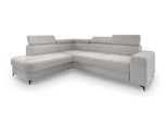 ECKSOFA ALVORO L-S Hellgrau Boucle-Stoff mit Schlaffunktion
