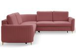 ECKSOFA VELA L-S Dunkelrot Velours-Stoff mit Schlaffunktion