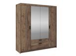 DREHTÜRENSCHRANK ELENORA 176,3/190,5/53cm 4-türig mit Spiegel Braun
