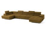 WOHNLANDSCHAFT VELORA L-S Gelb Velours-Stoff mit Schlaffunktion