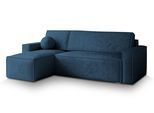 ECKSOFA RAVELO M Blau Velours-Stoff mit Schlaffunktion