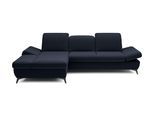 ECKSOFA FELICE L-S Dunkelblau Geflochtener Stoff mit Schlaffunktion