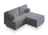 ECKSOFA VARNA M Grau Velours-Stoff mit Schlaffunktion