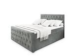 BOXBETT FONDI 140x200 cm mit Matratze und Topper - Hellgrau